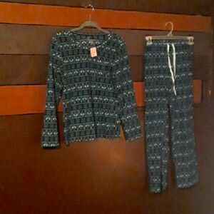 NWOT XS Croft &Barrow Long Sleeve 2 Piece Fleece Winter Pajamas